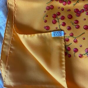 Hermes Yellow Silk Scarf with Red Berry Design